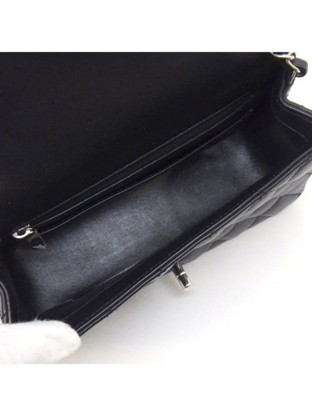 Chanel Shoulder Bag Quilted 20 Mini Classic Black Lambskin Silver